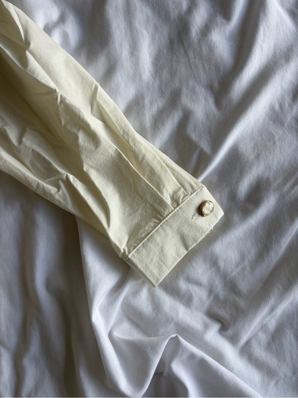 Cream Ruffled Button-Up Blouse - Picture 5 of 6